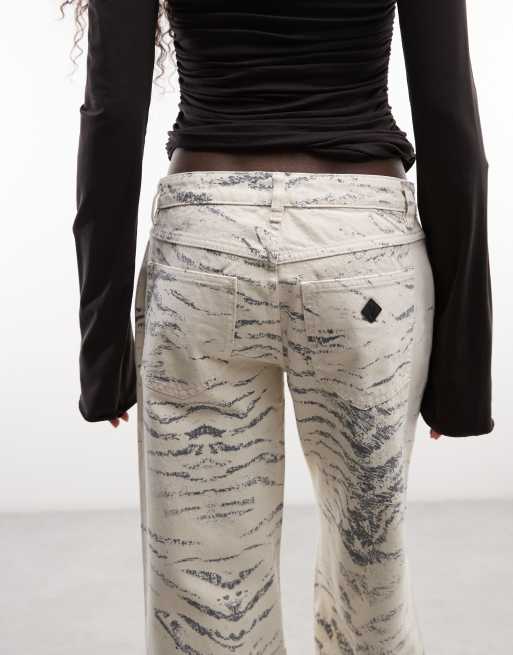 Abrand Jeans 99 baggy jeans met crèmekleurige zebra print, 4 van 5