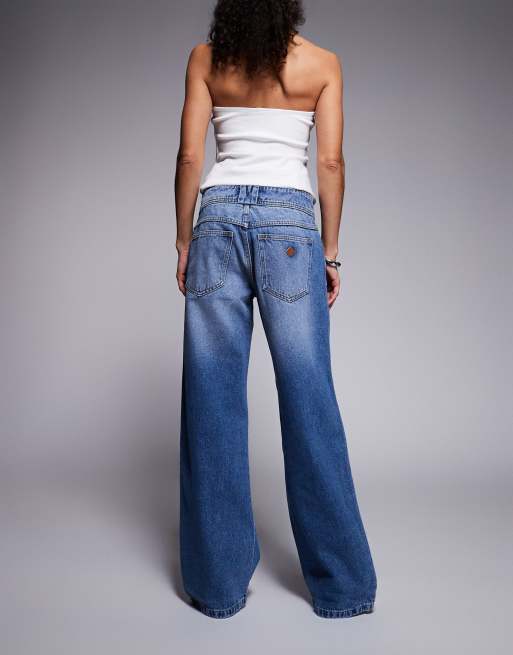 Abrand Jeans - 99 - Baggy jeans met lage taille in blauw, 3 van 5