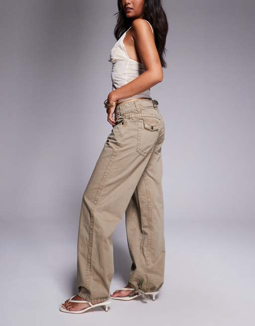 Abrand Jeans - 99 - Baggy utility jeans met lage taille in lichtbruin, 3 van 5