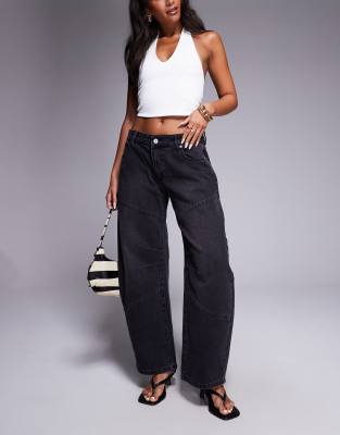 Abrand Jeans - 99 - Barrel-Jeans in verwaschenem Schwarz mit niedrigem Bund