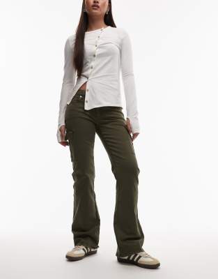 Abrand Jeans - 99 - Bootcut-Jeans in Army-Grün mit niedrigem Bund