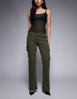 Abrand Jeans - 99 - Jean bootcut à taille basse - Vert militaire