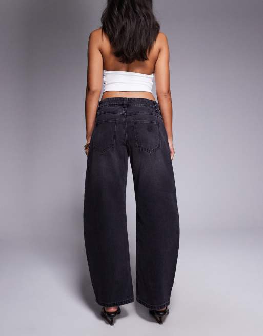 Abrand Jeans - 99 - Jeans met ballonpijpen en lage taille in zwarte wassing, 2 van 5
