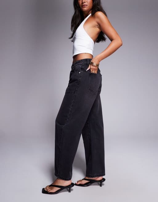Abrand Jeans - 99 - Jeans met ballonpijpen en lage taille in zwarte wassing, 3 van 5
