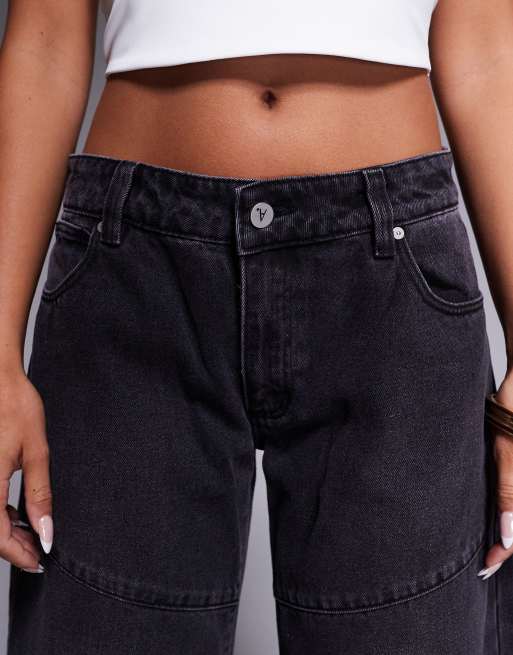 Abrand Jeans - 99 - Jeans met ballonpijpen en lage taille in zwarte wassing, 4 van 5