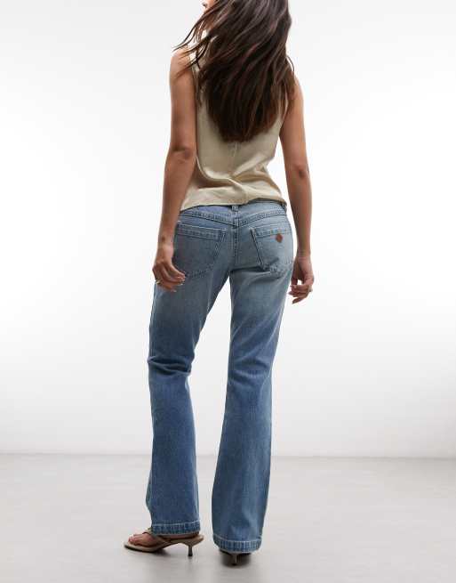 Abrand Jeans 99 jeansy bootcut z niskim stanem w spranym średnim niebieskim, 3 z 5