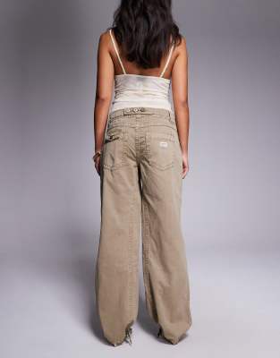 Abrand Jeans 99 Low Baggy Utility Jeans In Brown