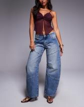 Abrand Jeans 99 low barrel leg jeans in washed black