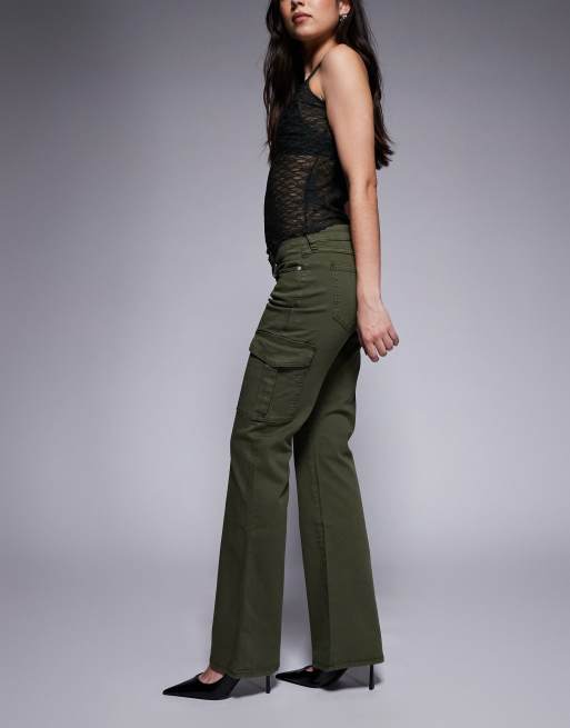 Abrand Jeans 99 low rise bootcut jeans in army green, 3 of 5