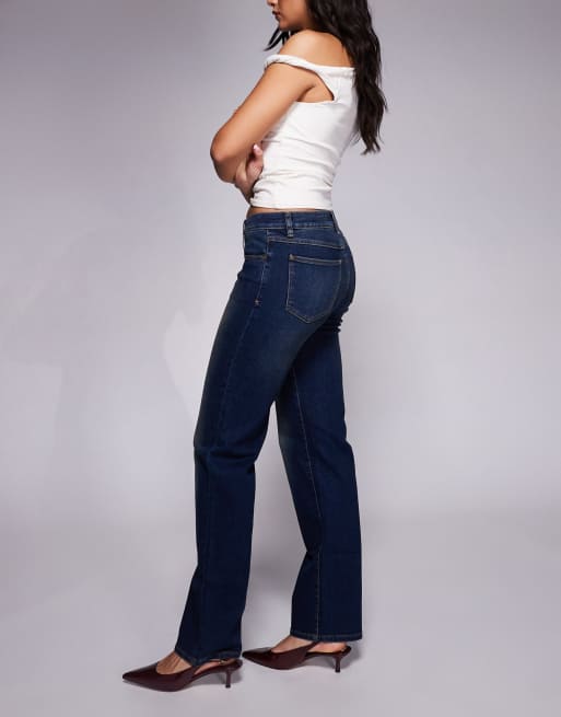 Abrand Jeans 99 low rise straight leg jeans in dark wash blue, 3 of 5