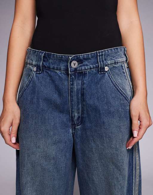 Abrand Jeans – 99 – Mega-Baggy-Jeans in mittlerer Waschung mit seitlichen Streifen, 5 von 5