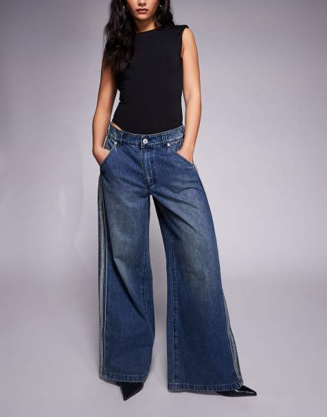 Abrand Jeans 99 mega baggy side stripes jeans in mid wash