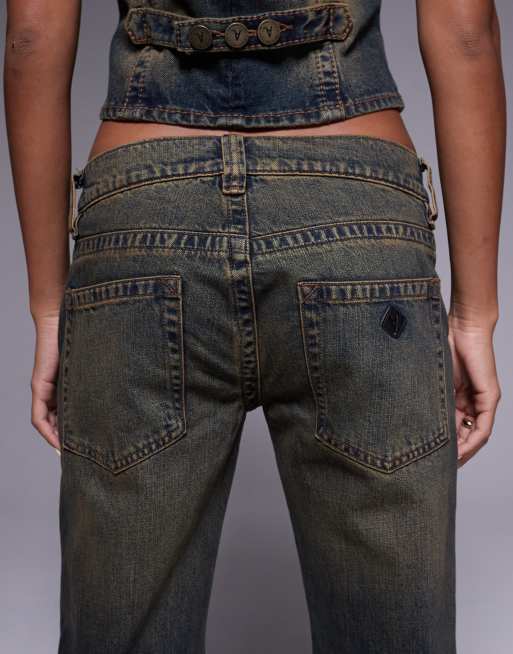 Abrand Jeans – 99 – Utsvängda jeans med superlåg midja och mörk tvätt, del av set, 3 av 5