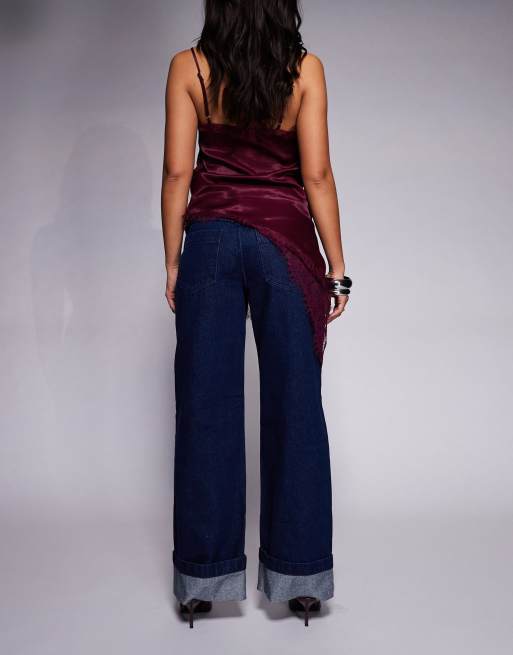 Abrand Jeans – 99 – Weite Jeans in dunkler Waschung mit niedrigem Bund und Umschlag, 3 von 5