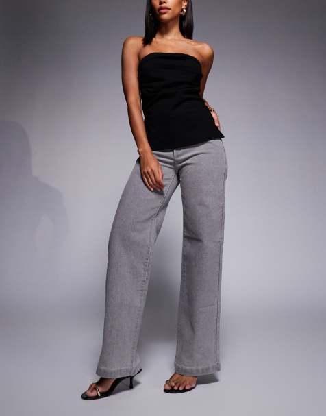 Abrand Jeans – 99 – Weite Jeans in Grau mit niedrigem Bund - view 1
