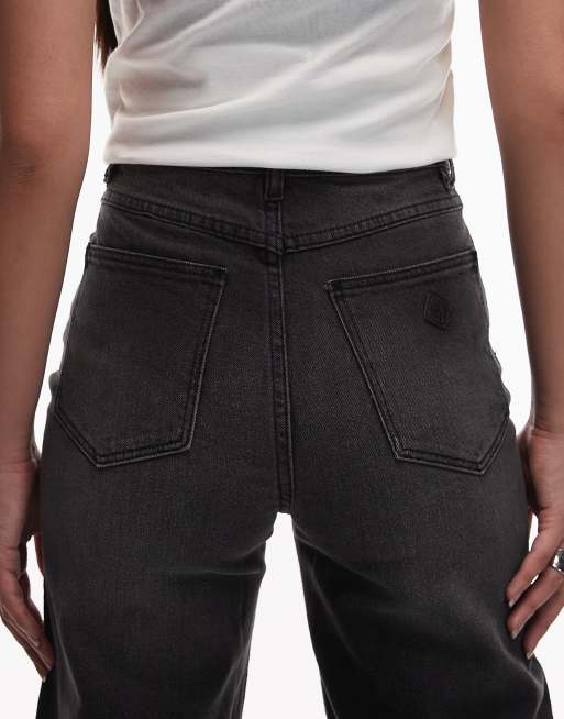 Abrand - Jeans anni '94 a vita alta nero slavato con fondo ampio, 4 di 5