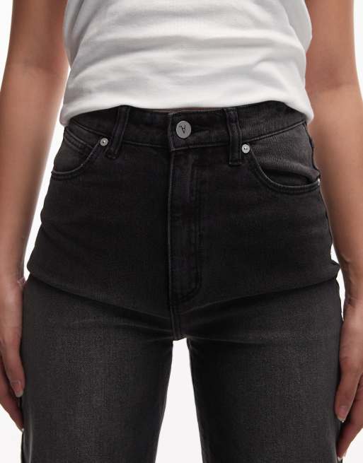 Abrand - Jeans anni '94 a vita alta nero slavato con fondo ampio, 5 di 5