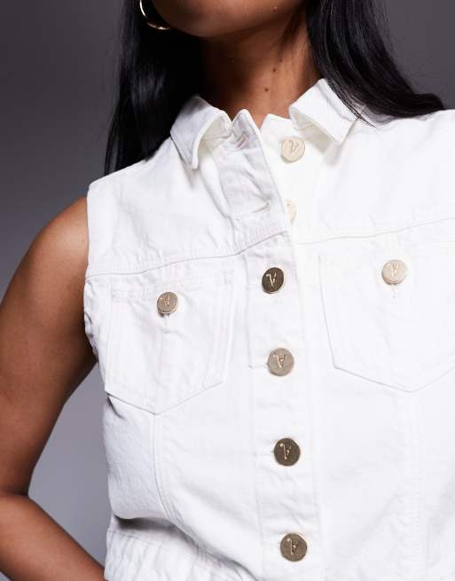 Abrand Jeans - Day Tripper - Hvid denimvest med knapper, 4 af 4
