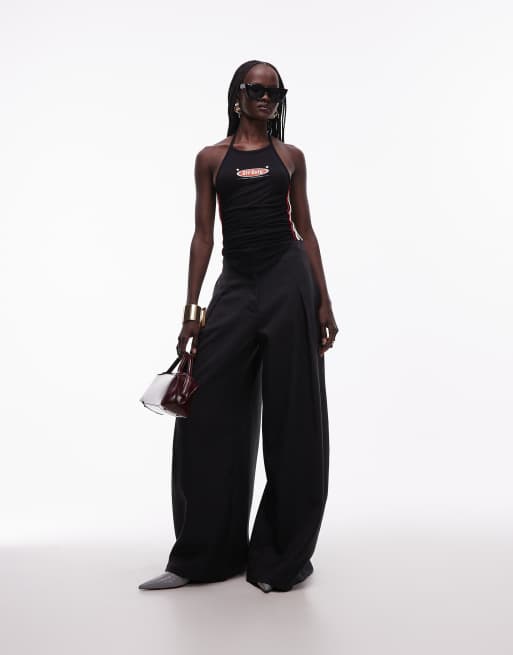 Abrand Jeans halter off duty top in black, 4 of 4
