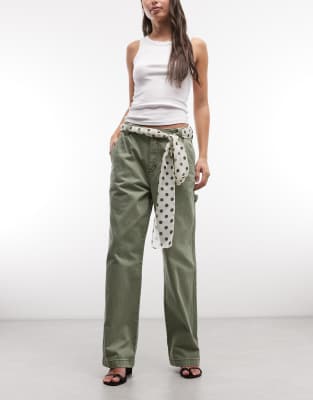 Abrand Jeans - Jean ample style charpentier - Kaki délavé-Vert