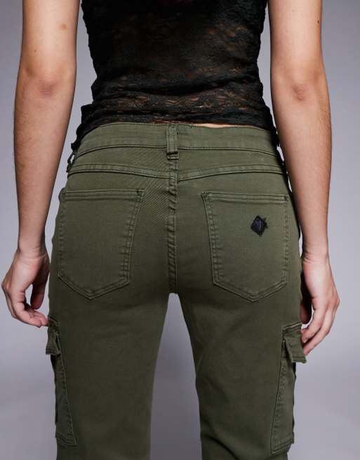 Abrand Jeans - Jeans bootcut anni '99 verde militare a vita bassa, 4 di 5
