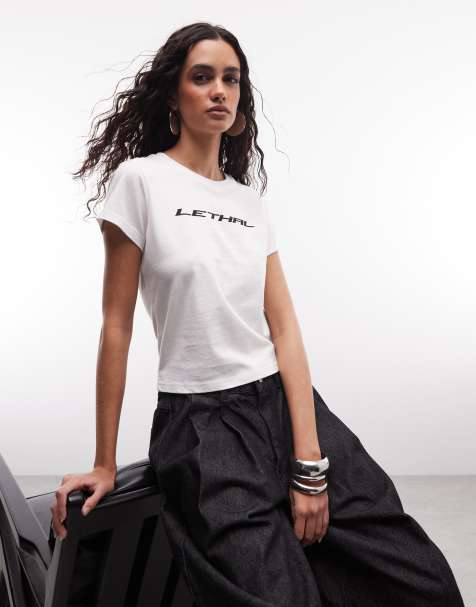 Abrand Jeans lethal baby tee in white 