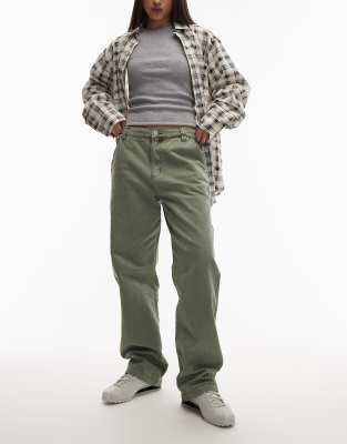 Abrand Jeans - Lockere Carpenter-Jeans in verblasstem Khaki-Grün