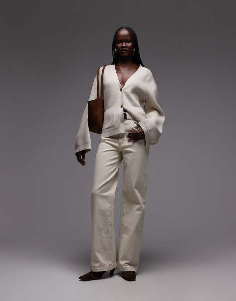 Abrand Jeans mid rise wide leg jeans in ecru - view 1