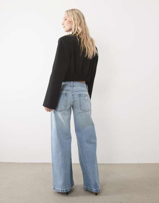 Abrand Jeans petite 00 super low baggy jeans in light blue wash, 4 of 5