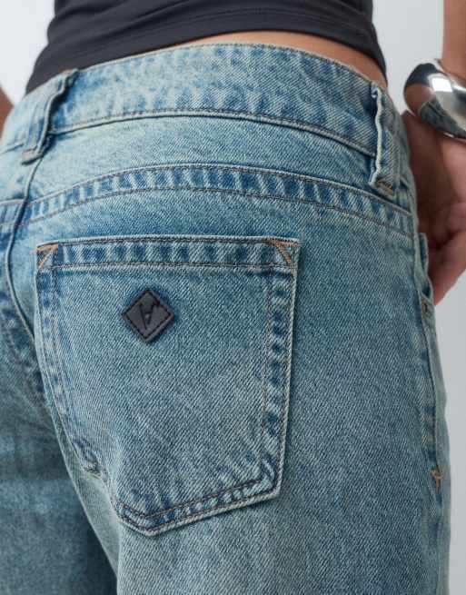 Abrand Jeans Petite 00 Superlow Baggy-Jeans in mittelblauer Waschung, 4 von 5