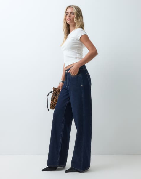 Abrand Jeans petite jeans med brede ben og mellemhøj talje i indigoblå vask - view 1