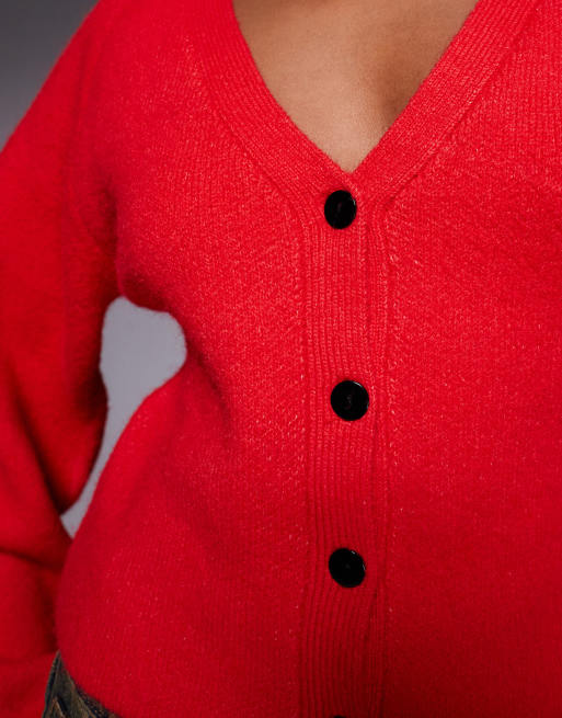 Abrand Jeans – Taillierte, bequeme Strickjacke in Rot, 2 von 4
