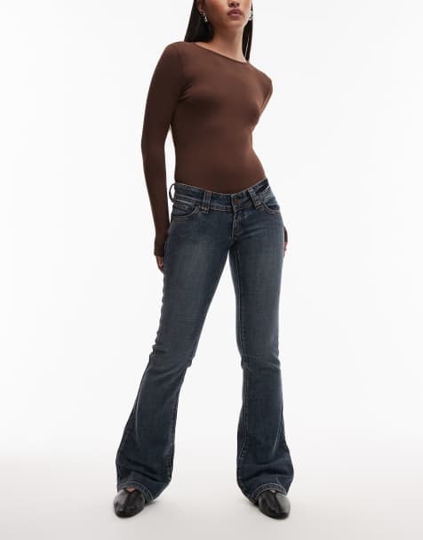 Abrand Jeans Tall - 00 - Kick flare-jeans met superlage taille in indigo blauw met wassing - view 1