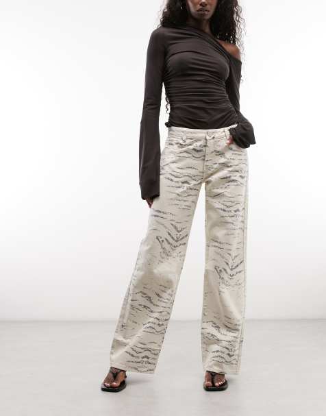 Abrand Jeans - vaqueros baggy 99 con estampado de cebra en crema - view 1