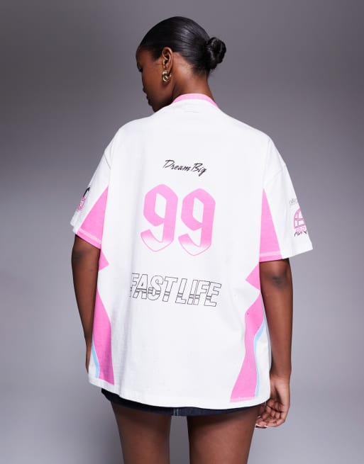 Abrand 'living the dream' oversized tee in white, 2 of 4