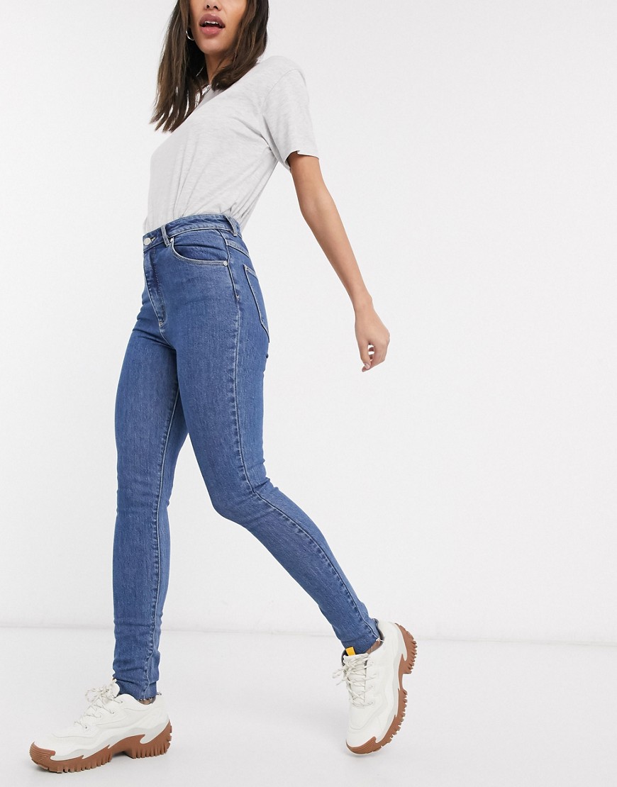 Abrand – Mörkblå skinny jeans med hög midja