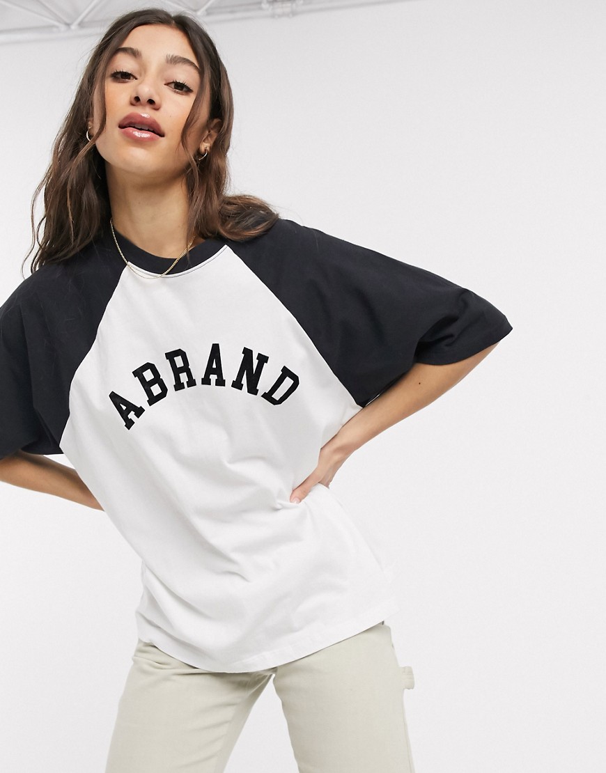 Abrand oversized logo raglan t-shirt in white