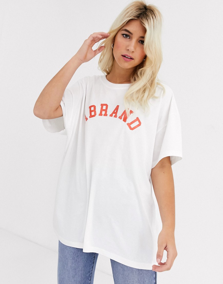 Abrand Denim - Abrand - oversized retro t-shirt med logo-hvid