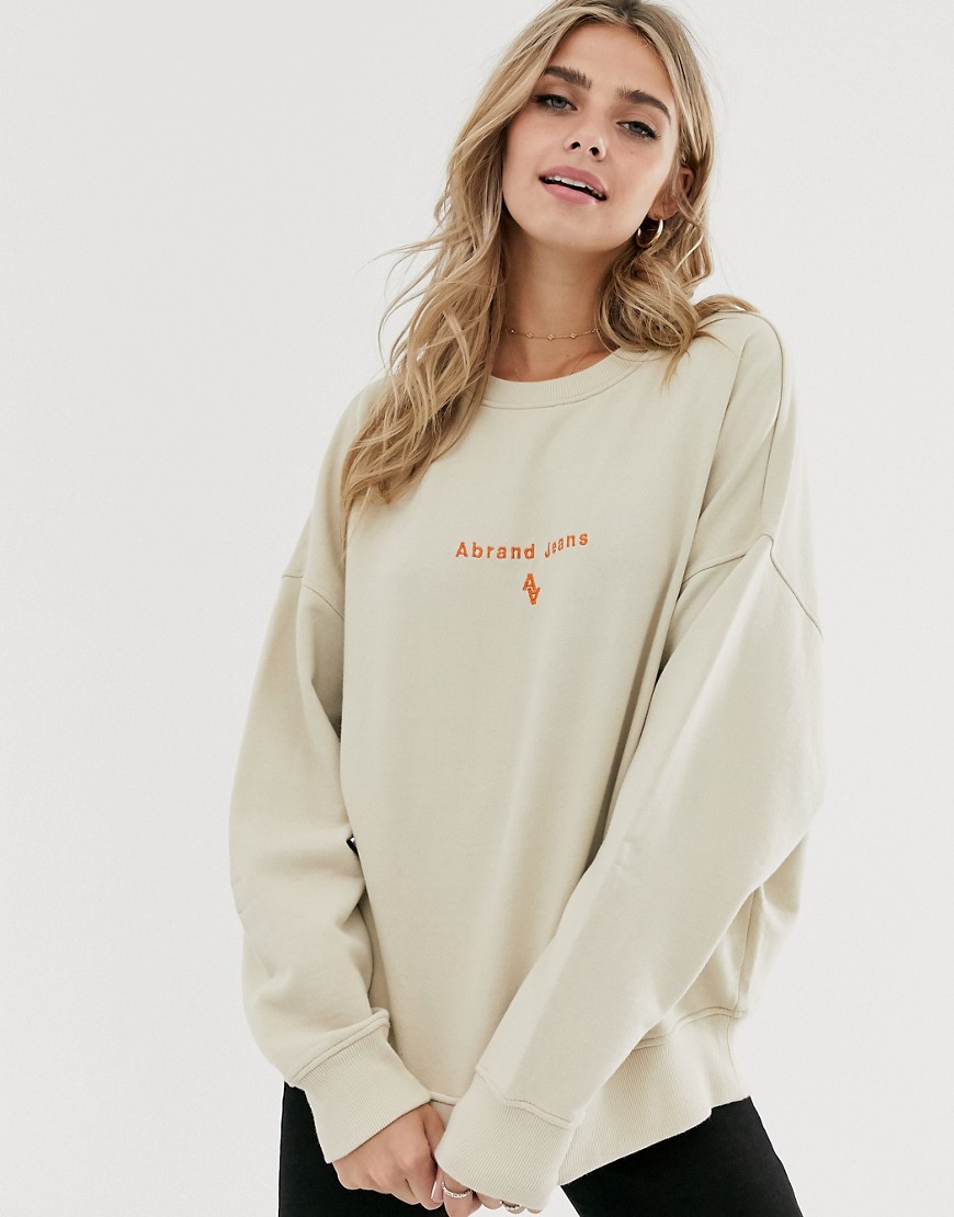 Abrand oversized sweatshirt with embroidered logo-White