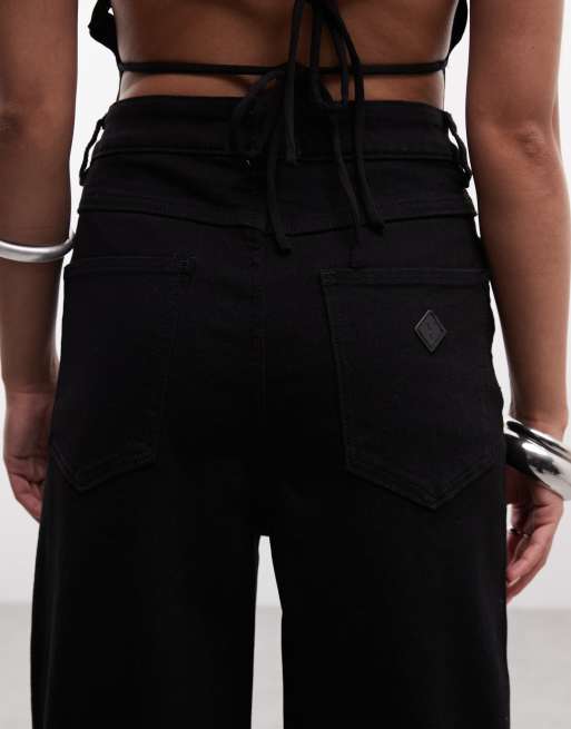 Abrand Petite – 94 Nellie – Jeans in Schwarz mit weitem Bein und hohem Bund, 5 von 5