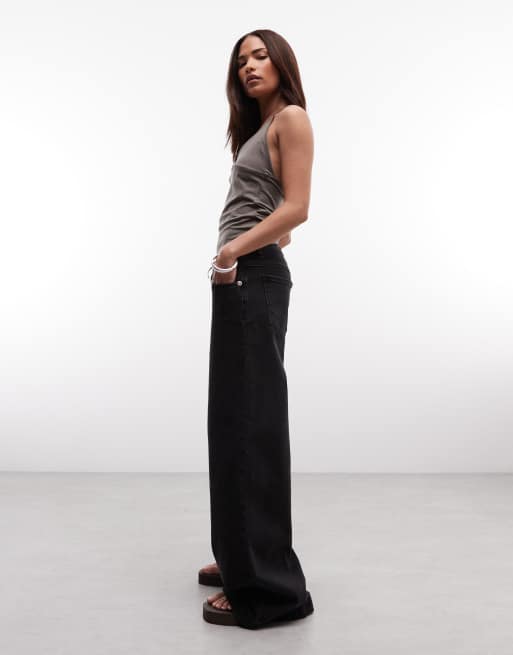 Abrand Petite 95 Brie wide leg jean in black, 2 of 5
