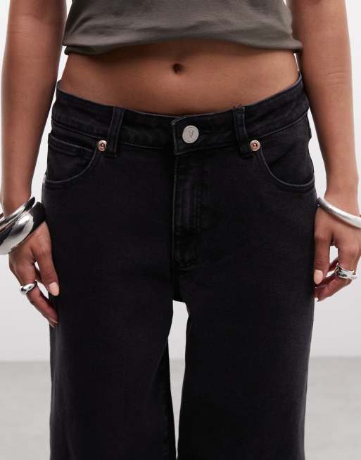 Abrand Petite 95 Brie wide leg jeans in black, 4 of 5