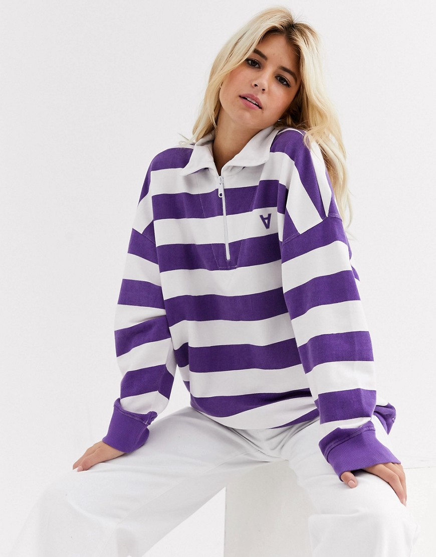 Abrand zip up sweatshirt in stripe-Multi