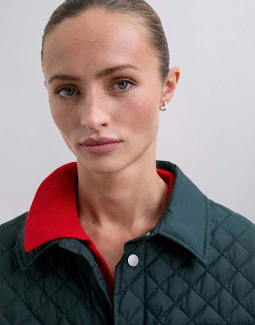 Abrigo acolchado largo verde oscuro de punto de Scalpers ASOS