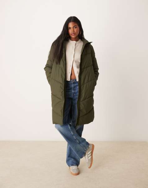 Abrigo acolchado largo verde oscuro impermeable de JDY - view 1