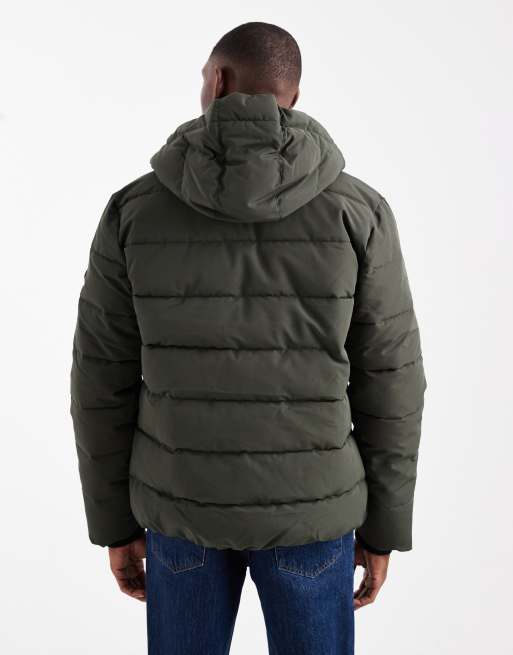 Abrigo acolchado marrón grisáceo oscuro impermeable con capucha de ONLY & SONS, 3 de 5