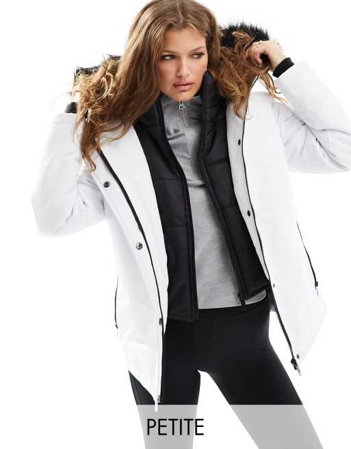 Abrigo blanco con forro guateado de Threadbare Petite Ski