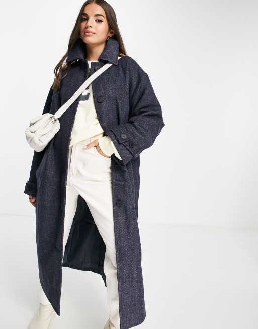 Abrigo boyfriend azul marino extragrande de sarga de ASOS DESIGN