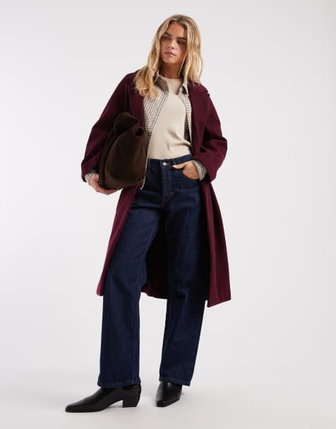 Abrigo burdeos cómodo de ASOS DESIGN Petite - view 1