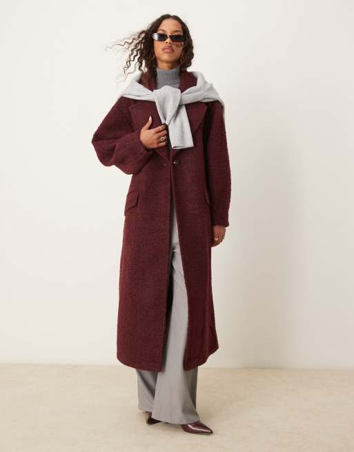 Abrigo burdeos cómodo de bouclé de ASOS DESIGN, 2 de 4